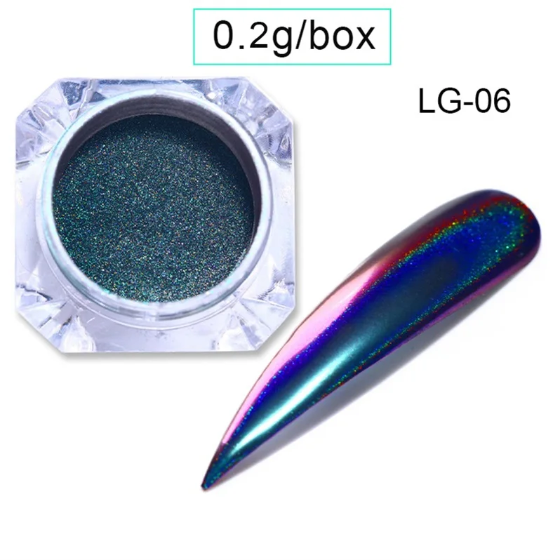 0.2g LG-06 2 шт./компл. лазером для ногтей с блестками Павлин голографическая зеркальный порошок лазерный нейл-арта порошок хромового пигмента DIY украшения 1 шт - Цвет: 0.2g LG-06
