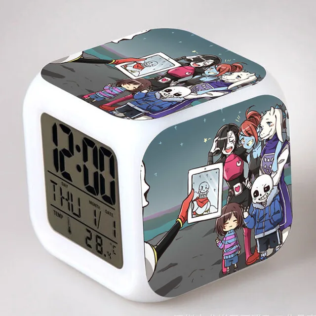 Зеленый Игровые часы Undertale светодиодный цифровой будильник цветной Flash reloj despertador Saat horloge digitale термометр часы для спальни - Цвет: Зеленый