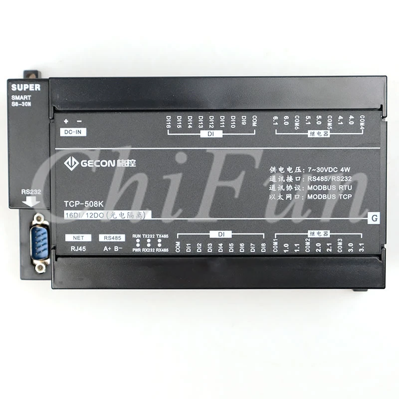 12DO выходное реле канала 16DI переключатель вход RJ45 Ethernet RS485 RS232 Modbus TCP