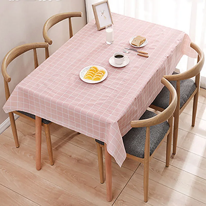 Pink plaid Бытовой плед водонепроницаемый маслостойкие скатерти PEVA не мыть журнальный скатерти коврик украшение кухни - Цвет: Pink plaid