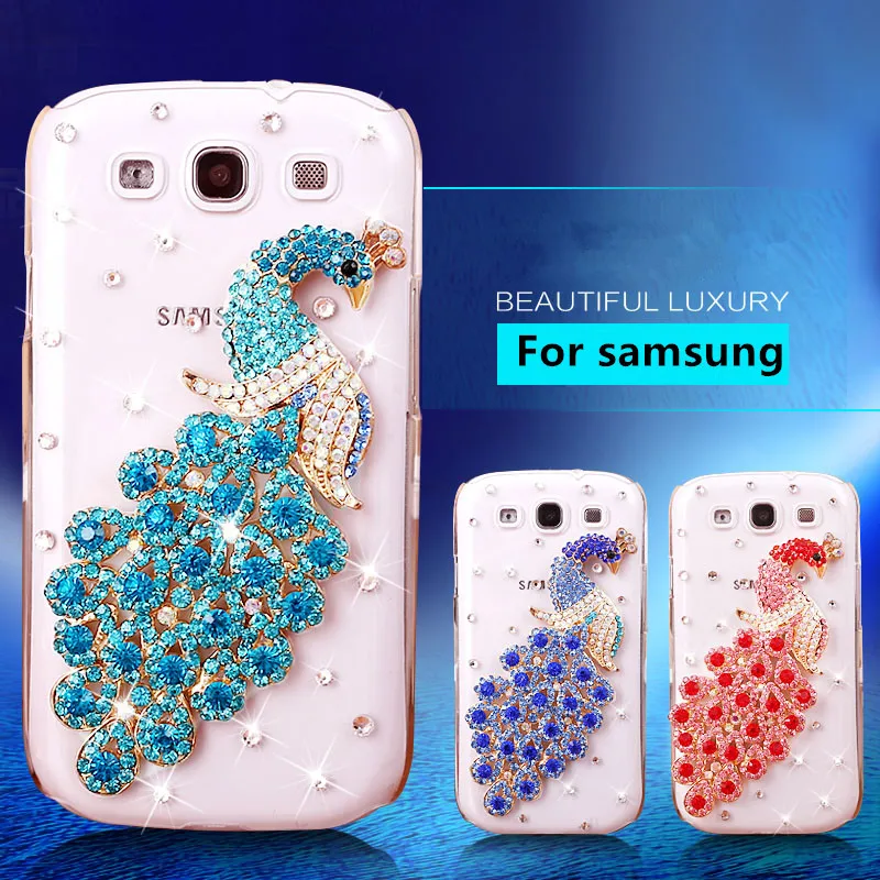 Роскошные Металл павлин чехол для Samsung Galaxy S2 S3 S4 S5 Mini S6 S7 S8 S9 плюс J1 мини J2 j3 J5 J7 2016 2017