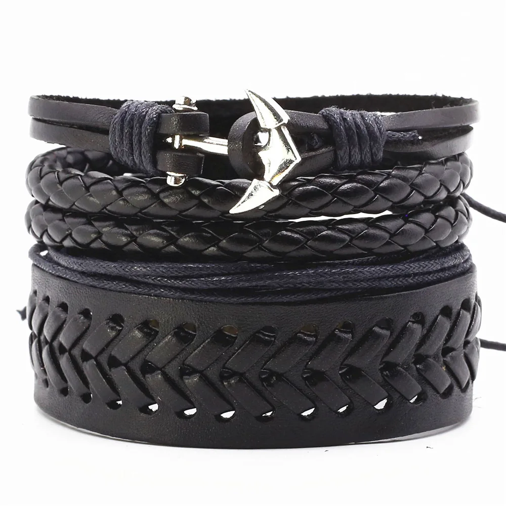 Новые Модные Винтажные кожаные веревки ручной работы из бисера тканые мужские