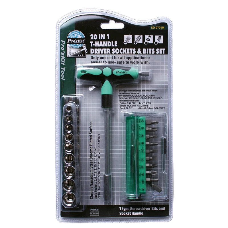 High Quality SD-9701M 20 IN 1 Hand Tool T-handle Driver Sockets &amp Bits Set Wrench Screwdriver | Инструменты