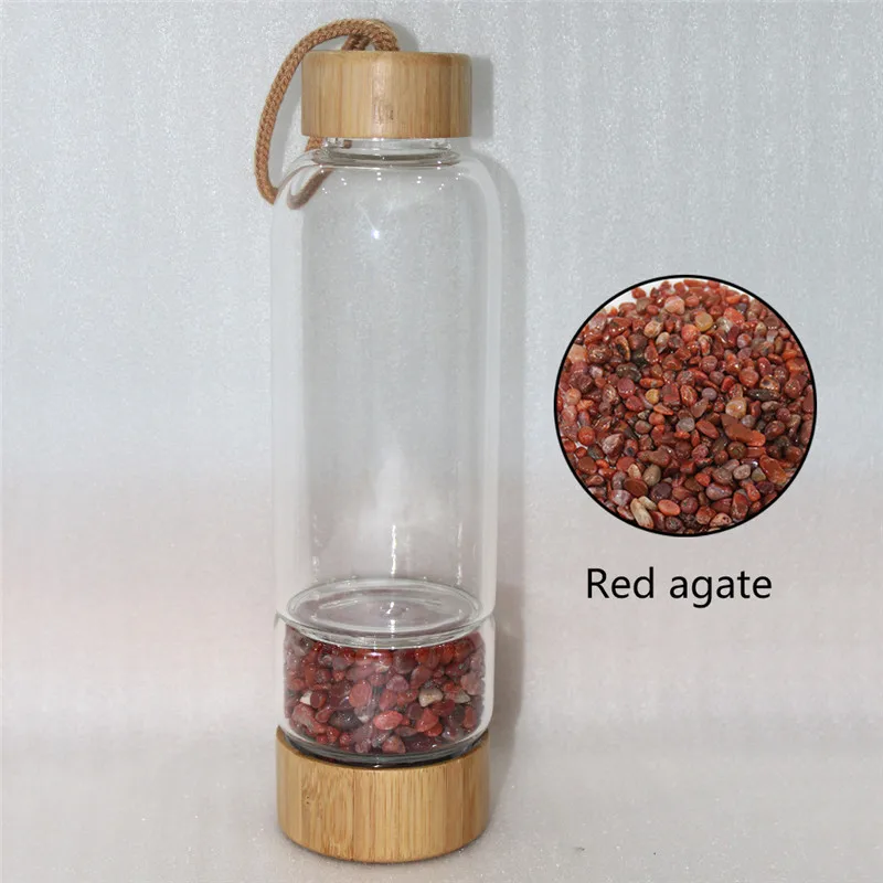 red agate Натуральный кварц неравномерность кристалл гравий бутылка стекло воды гравий камень чашки подарок давая посуда для напитков - Цвет: red agate