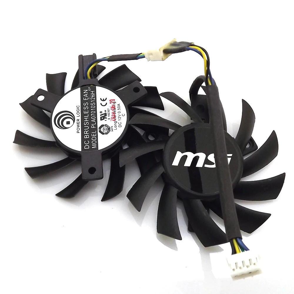 Бесплатная доставка 2 шт./лот PLA07010S12HH 12 В 0.50A 65 мм для MSI R5770 N450GTS HAWK Вентилятор