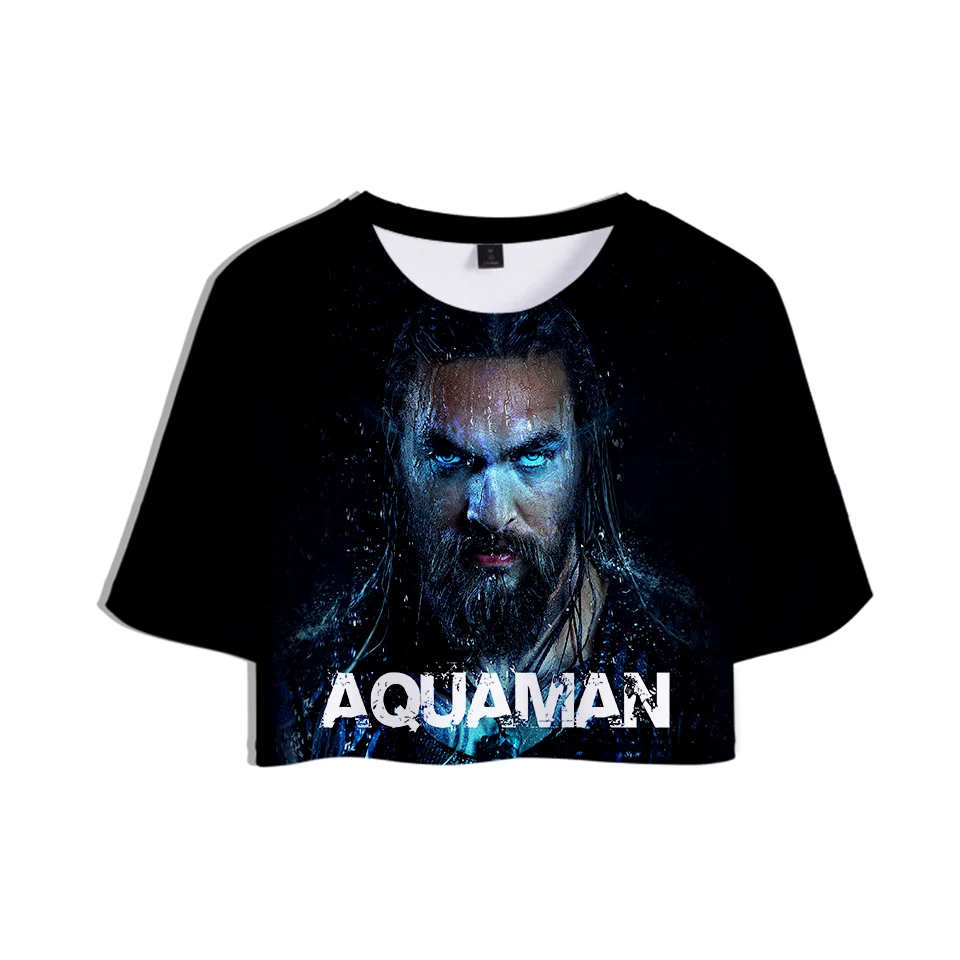 Aquaman 3D короткий топ с принтом женские летние футболки коротким рукавом 2018 горячая