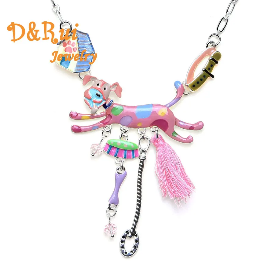 Colorful Enamel Spotted Dog Necklace Women New Fashion Choker Chain Necklaces Pendants for Gift Women's Clothing &amp Accessories |