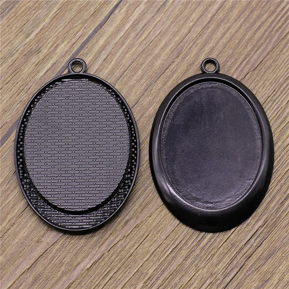 

WYSIWYG 3pcs 30x40mm Inner Size Simple Style Cabochon Base Setting Black Color For Jewelry Making Jewelry Findings