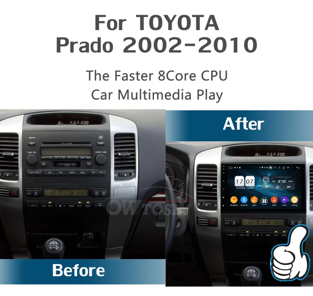 " ips Android 9,0 8 ядерный 4 Гб ram+ 64 ГБ rom автомобильный DVD радио gps для Toyota Land Cruiser Prado LC 120 2002-2010 DSP CarPlay Parrot BT