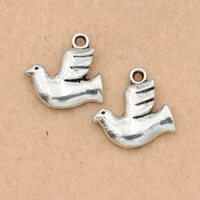 10pcs peace dove animal charm pendant fit bracelet necklace antique silver plated jewelry diy making accessories 16x15mm