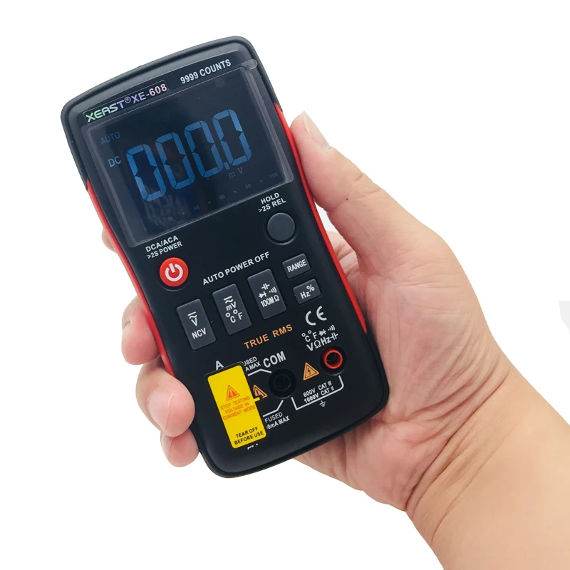 XEAST XE-608 Цифровой мультиметр True-RMS Кнопка 9999 отсчетов с аналоговым графом AC/DC Напряжение Амперметр Ток Ом Авто/руководство