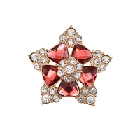 women elegant rhinestone crystal petal flower brooh pin gold tone floral wedding party jewelry