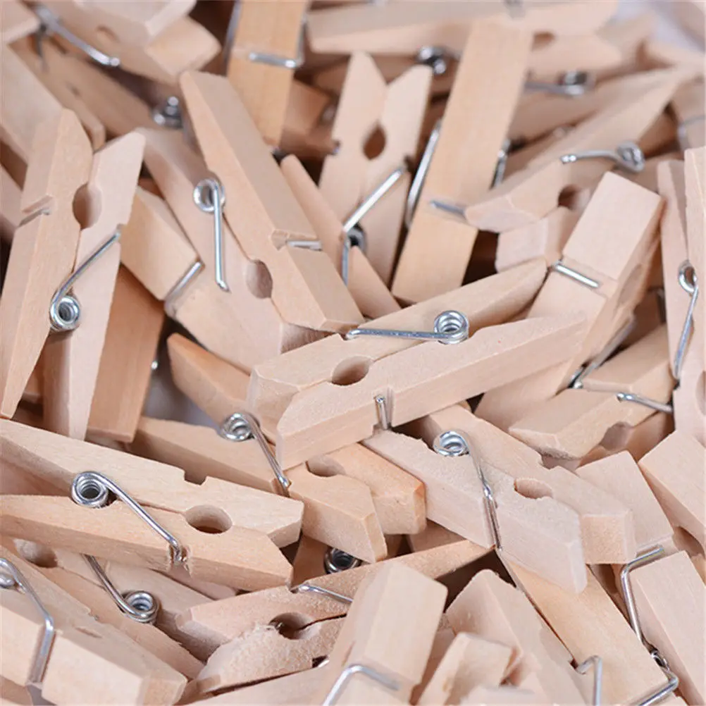 

Natural Mini Spring Wood Clips Clothes Photo Paper Peg Pin Clothespin Craft Clip Party School Decoration 3.5cm Wholesale 50 PCS