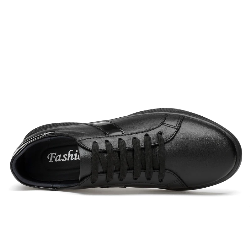 Classic Black&ampWhite Skate Board Shoes Men Trainers High Quality Genuine Leather Casual Lace-Up Sneakers Soft Moccasins | Обувь
