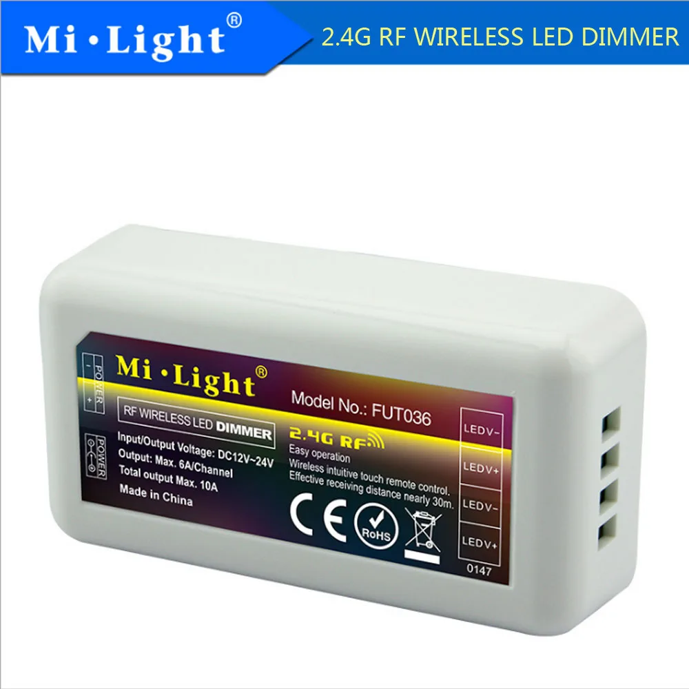 Milight FUT036 2.4GHz 4-Zone RGB Led Strip Controller 6A/Channel 12~24V Wireless Total output Max 10A Free Shipping | Освещение