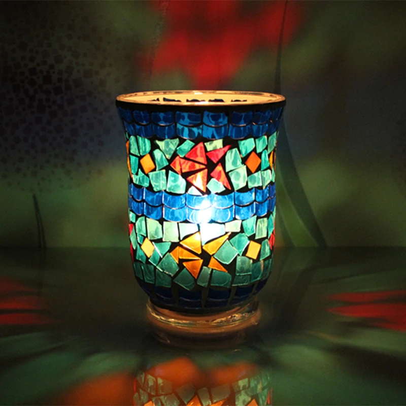 1 х мозаичный подсвечник ручной работы романтический Средиземноморский стиль