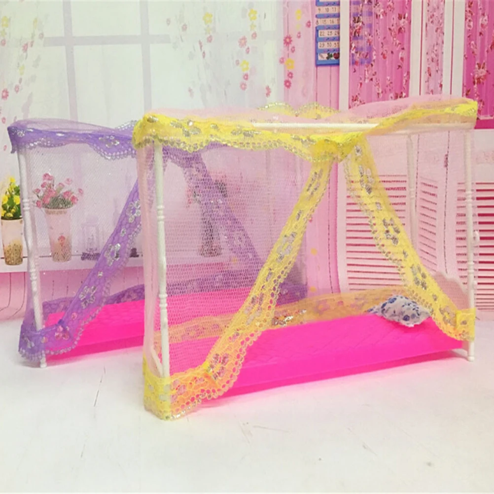 Кукольный домик миниатюрные мебельные аксессуары кроватные сетки + кровать