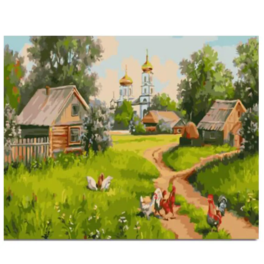 scenery painting 14 Rihe DIY картина по номерам проселочная дорога Картина& каллиграфия уникальный подарок для гостиной домашний Декор 16x20 дюймов - Цвет: scenery painting 14