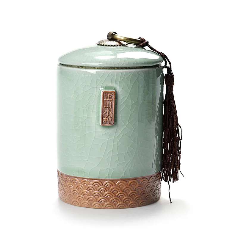 Zsxz Plum Green Популярная банка для чая Celadon с крышкой, баночки для хранения мелких вещей, емкости для конфет, Сушеные Орехи, горшок, фарфоровые банки для еды, банка для печенья, контейнер - Цвет: Zsxz Plum Green