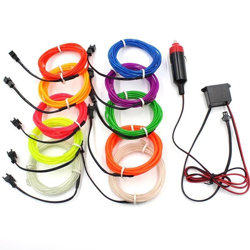 With Car Lighter 1-10 м EL провод с неоновым светом Новинка светильник неоновый светодиодный светильник Гибкая веревочная трубка Светодиодная лента струнный светильник украшение автомобиля с 6 мм Шитье - Испускаемый цвет: With Car Lighter