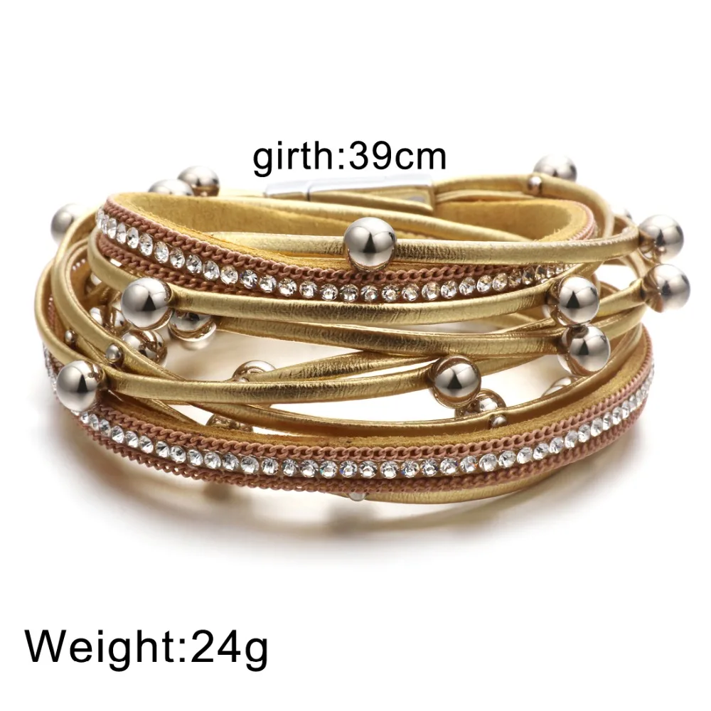 2018 цветной кожаный браслет многослойное украшение в стиле панк браслеты и Couro