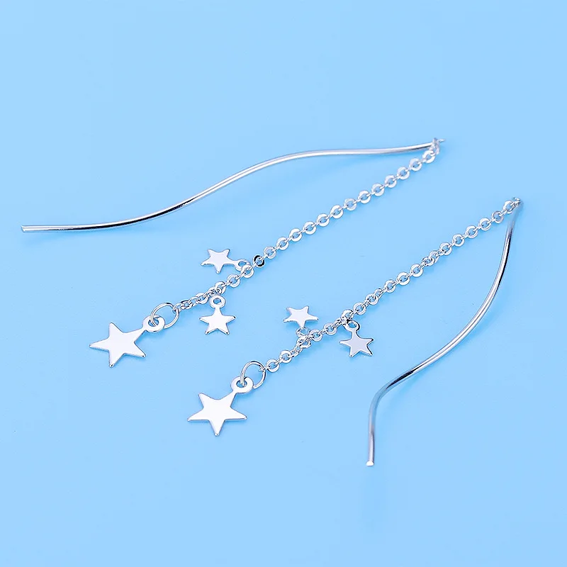Fashion Women Earrings 2019 Cute Metal Star Water Wavy S Type Ear Line For Accessories Long Dangle Gift | Украшения и аксессуары