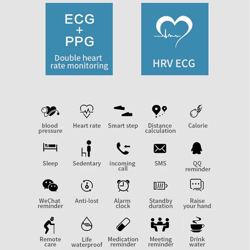 E101 Смарт часы ЭКГ PPG сердечный ритм кровяное давление умные мужские Bluetooth 4 0