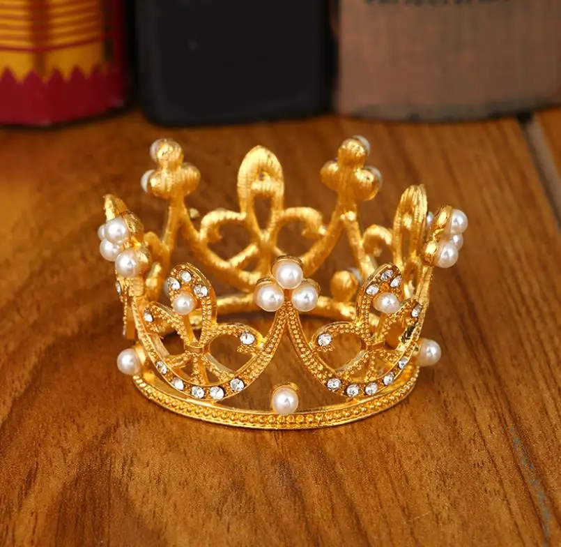 Скидка Серебряная Золотая Корона Форма Европейское кольцо для салфеток Жемчуг Корона выпечка торта ко дню рождения украшения подарки