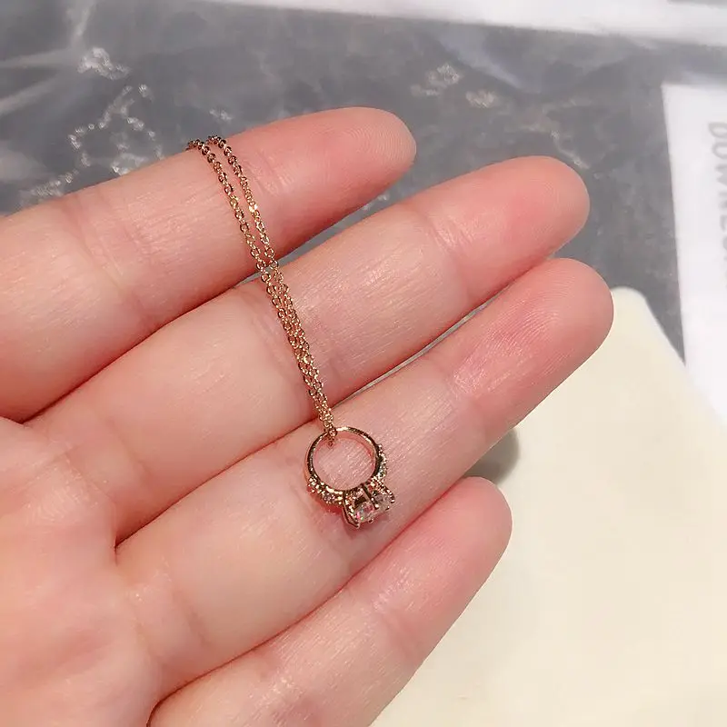 Высокая конец кубический циркон ожерелье из розового золота Цвет CZ Кристалл с