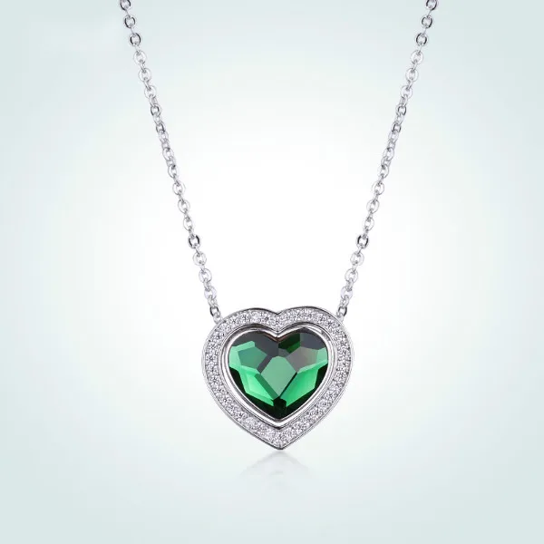 Green WARME FARBEN женские ожерелья и кулоны Кристалл Модные ювелирные изделия классический движущийся цирконовый в форме сердца ожерелье Collare - Цвет камня: Green