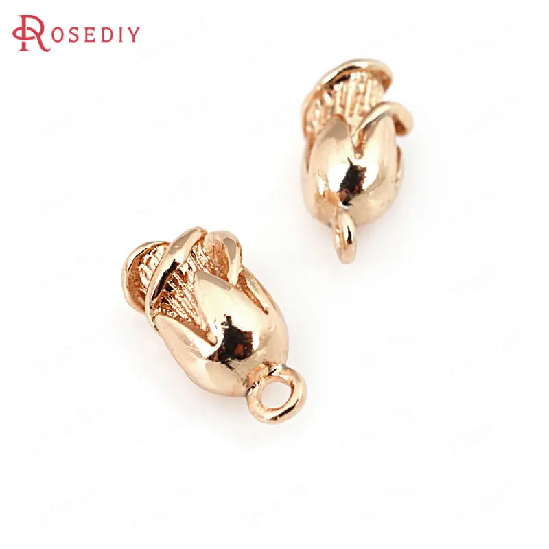 6PCS 6x13MM 24K Champagne Gold Color Plated Brass Rose Charms Pendants High Quality Diy Jewelry Accessories | Украшения и