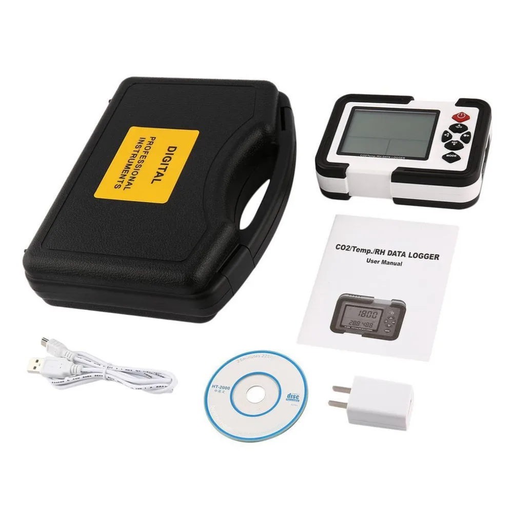 Digital CO2 meter monitor Carbon Dioxide Detector Temperature Humidity Meter tester gas analyzer Date Time | Инструменты
