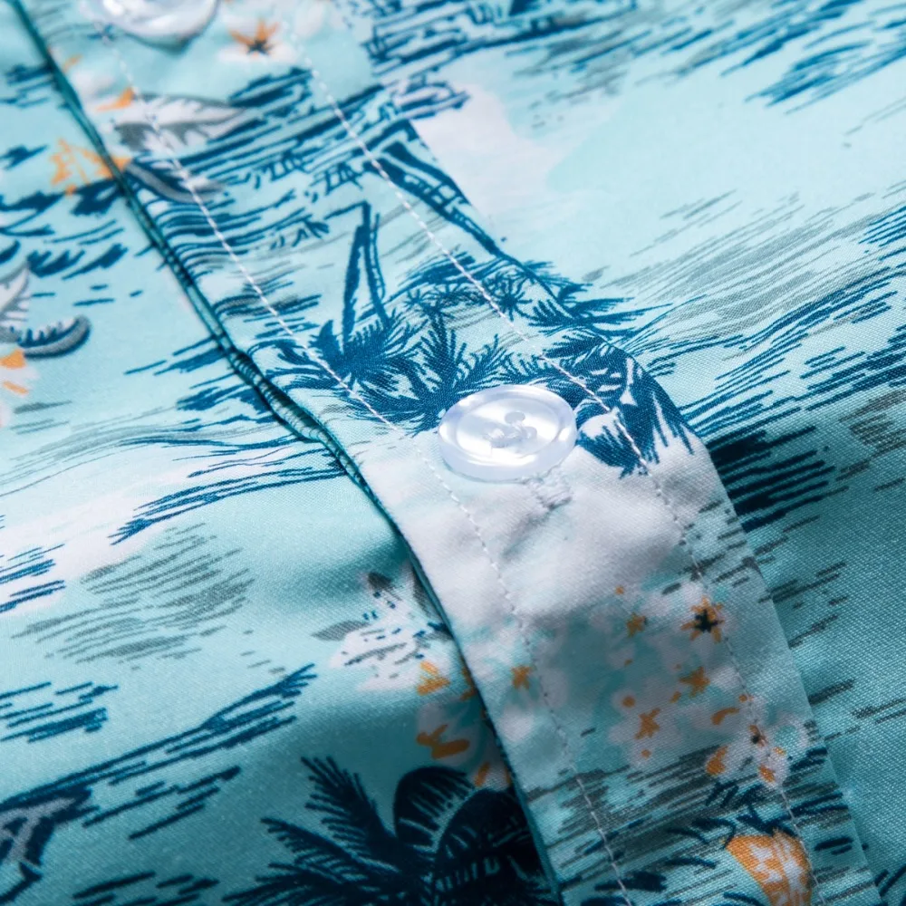 Мужская Летняя гавайская рубашка с принтом пальмы повседневная коротким рукавом