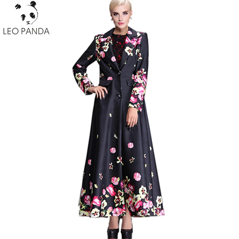 Для женщин нагрудные ветровка 2017 Демисезонный длинное пальто тонкий печати