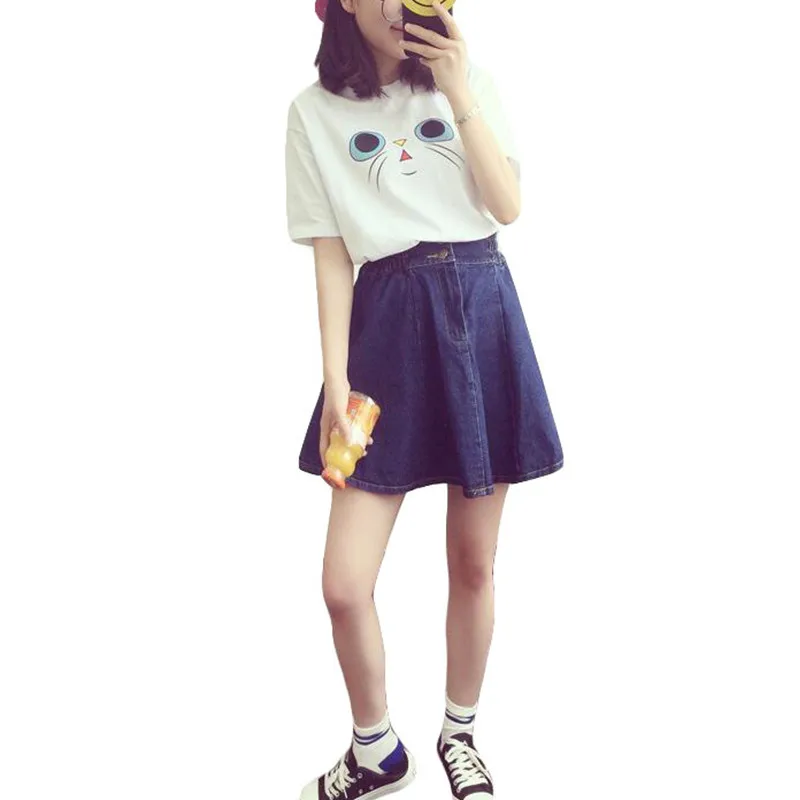 Новинка лета 2017 Повседневная Свободная футболка для девочек подростков с