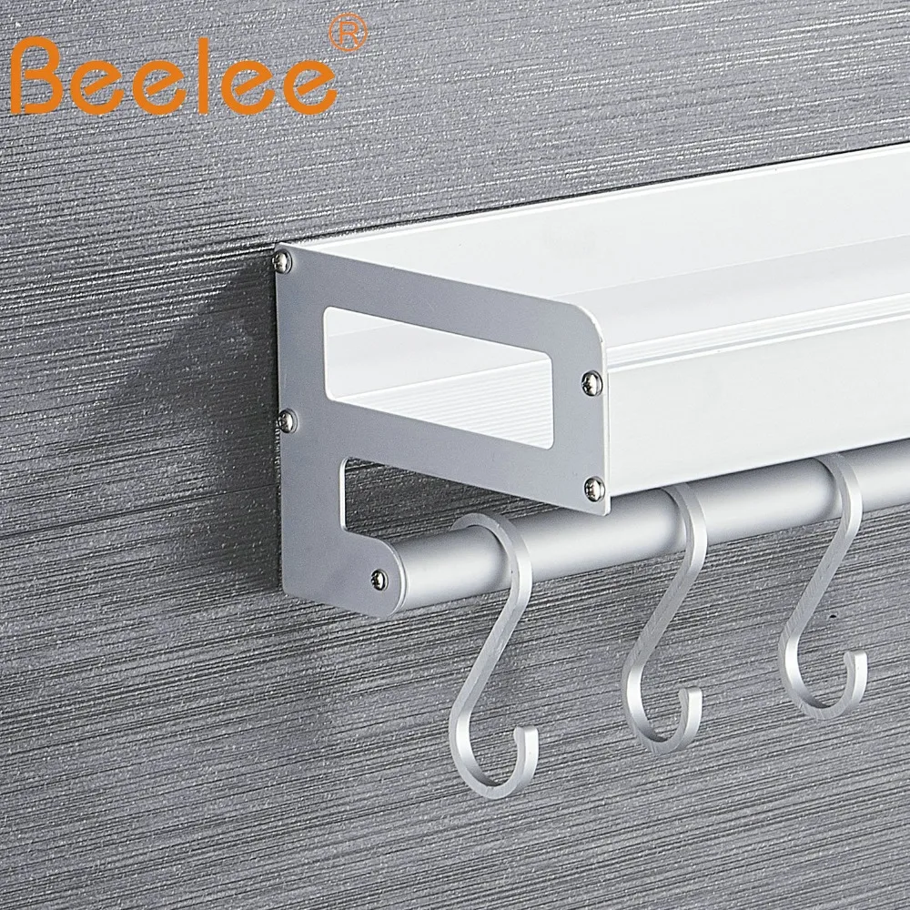 Beelee настенные кухонные полки для ванной комнаты с крюком, аксессуары для ванной комнаты, Алюминиевая Полка для душа BA28802S40
