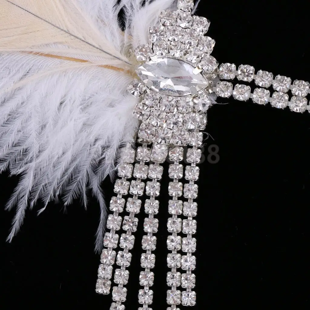 Винтажная белая свадебная повязка на голову головное украшение Flapper платье
