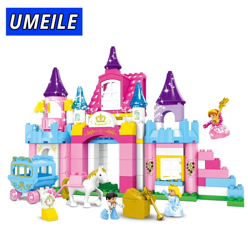 UMEILE Block Kids игрушки для девочек 146 шт. розовая девочка принцесса принц каретка