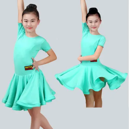 Mint Green 01 Платья для латинских танцев для девочек, бальное платье для танцев, Румба Самба, спандекс, детская юбка для танго, Самба, ча-ча, стандартная Сальса - Color: Mint Green 01