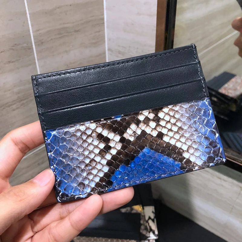 CAJIFUCO ультратонкий из натуральной кожи питона Porte Carte змеиной кожи кредитный держатель для карт