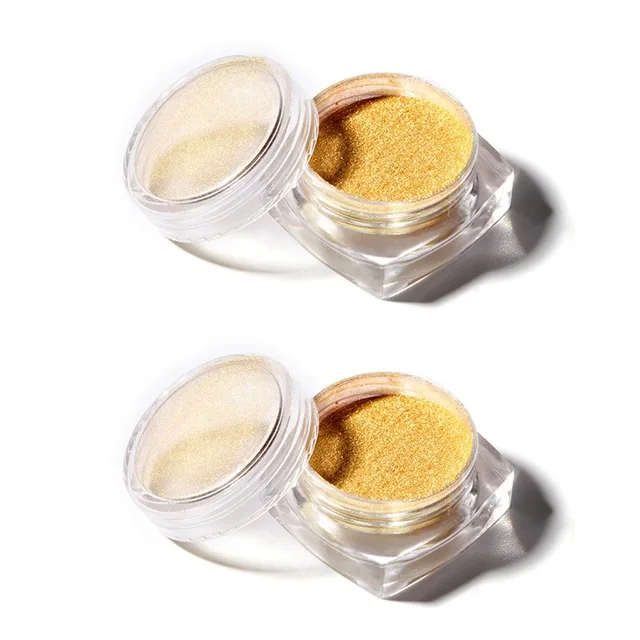 2PCS Golden ROSALIND Nail Pigment Powder Nails Glitter Art Dip Powder Set Gel Polish Mirror Manicure Sparkles For Nails Chrome Pigment Art - Цвет: 2PCS Golden