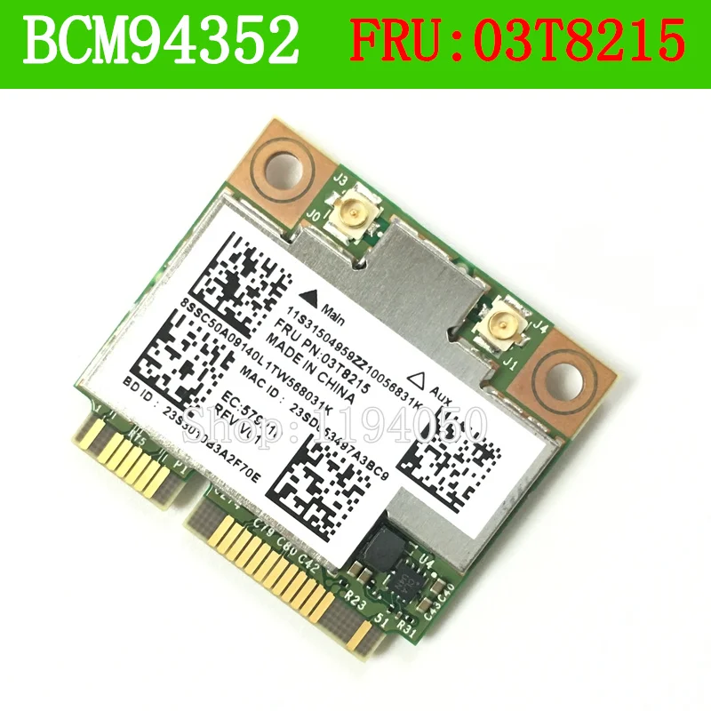 Беспроводная Bluetooth карта BCM4352HMB 03T8215 802.11AC 867 МГц для IBM BCM4352 LAN MAC Y410P Y430P Y510P E73 M78|bluetooth