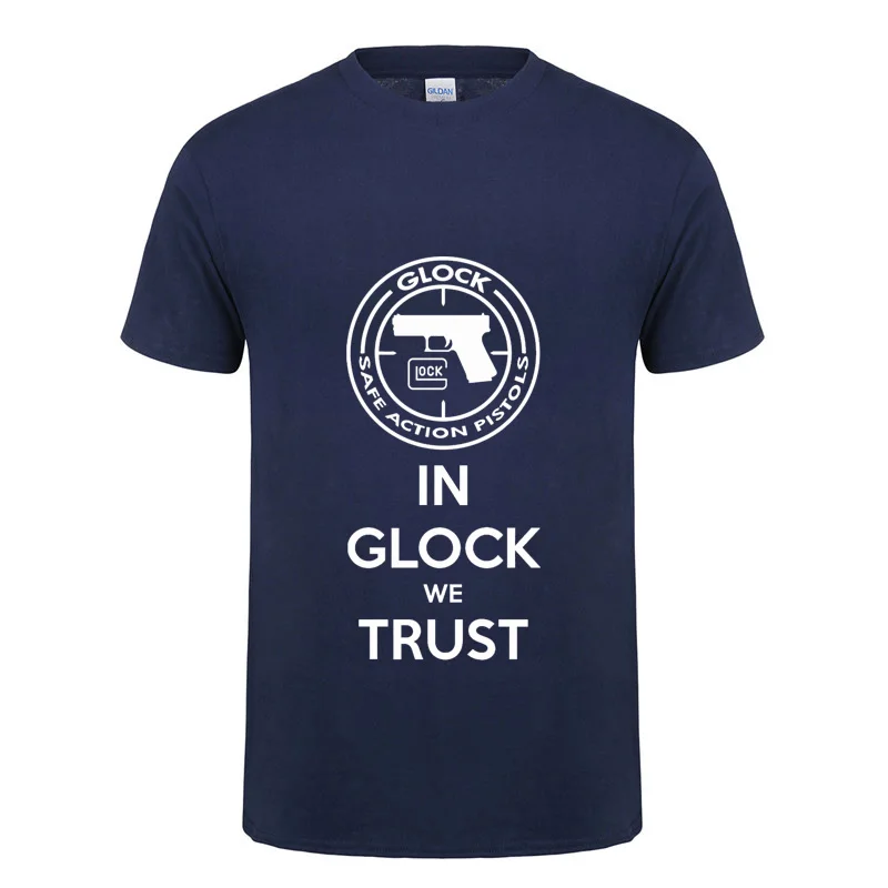 Тёмно-синий Glock Handgun логотип США Футболка Мужская Уличная Повседневная хлопковая футболка с коротким рукавом и круглым вырезом летняя футболка - Цвет: Тёмно-синий
