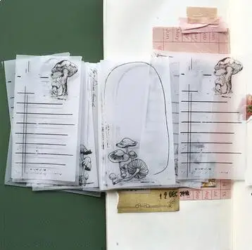 30 шт./пакет полупрозрачные Цветная Бумага Sticky Notes Ретро растение ручная роспись Diy ручка письменный материал memo pad - Цвет: 1