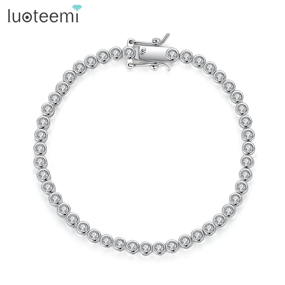 LUOTEEMI, дизайн, Теннисный браслет для женщин, элегантные вечерние браслеты для свиданий, роскошный круглый CZ женский новогодний подарок