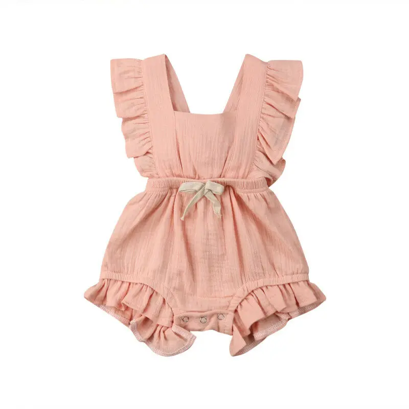 

6 Color Cute Baby Girl Ruffle Solid Color Romper Jumpsuit Outfits Sunsuit for Newborn Infant Children Clothes Kid Clothing