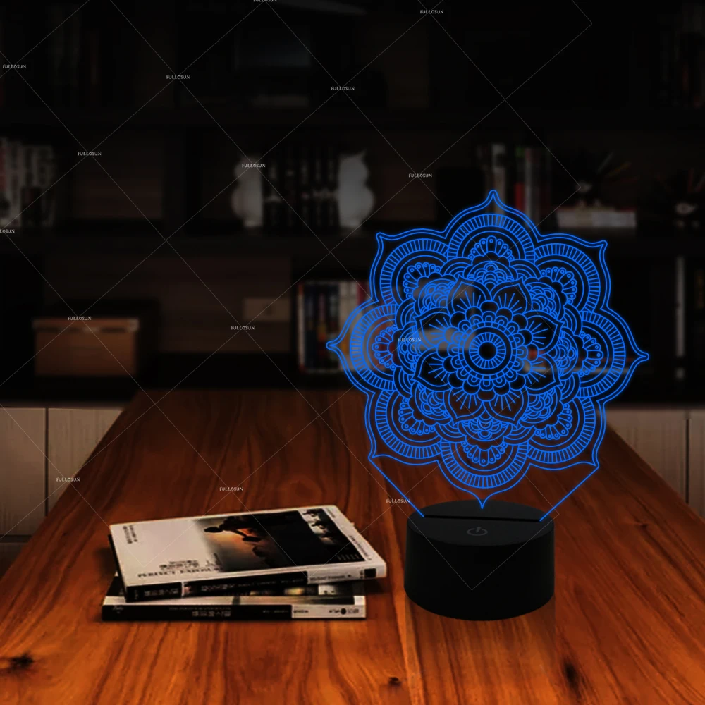 Креативный 3D светодиодный ночник в форме цветка 7 меняющихся цветов сенсорный