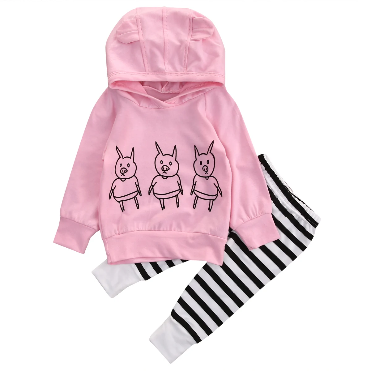 Милый поросенка для маленьких девочек Детская одежда Толстовка Топы штаны в