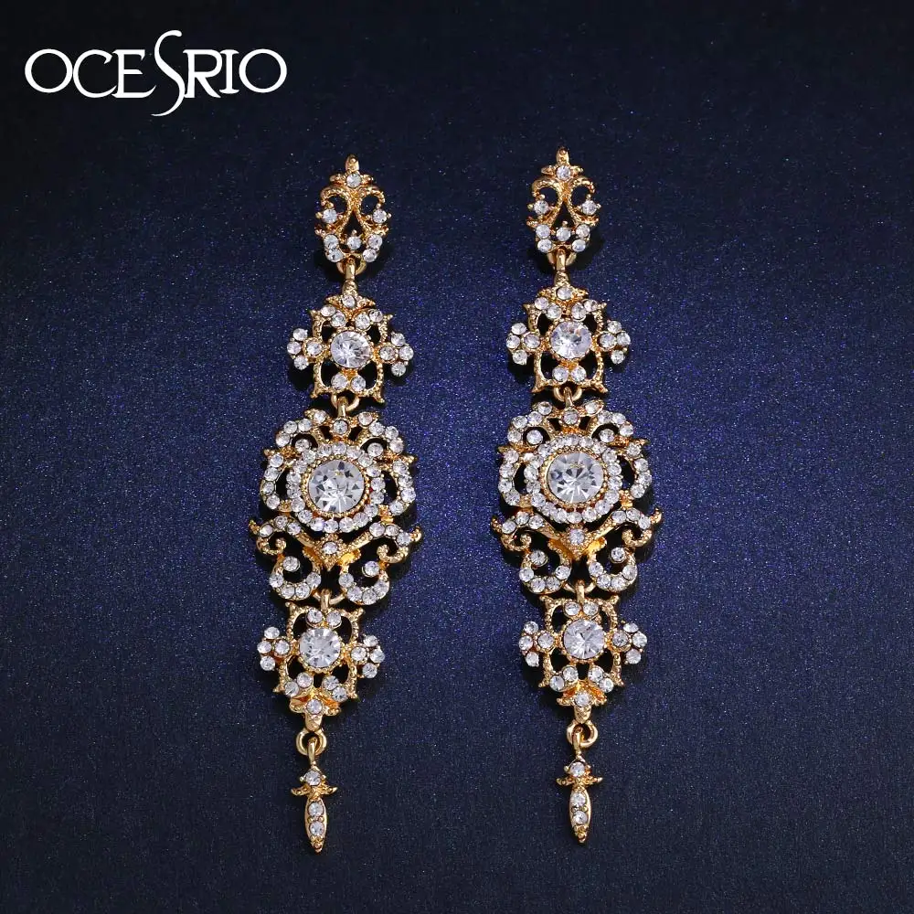 Женские Висячие серьги OCESRIO роскошные золотые серьги-подвески с хрустальной