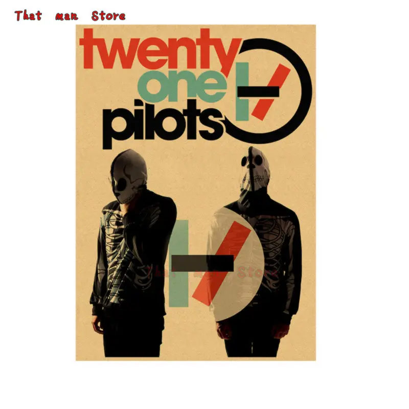 Винтажный ретро постер Twenty One Pilots в стиле рок группы музыки гитары матовый